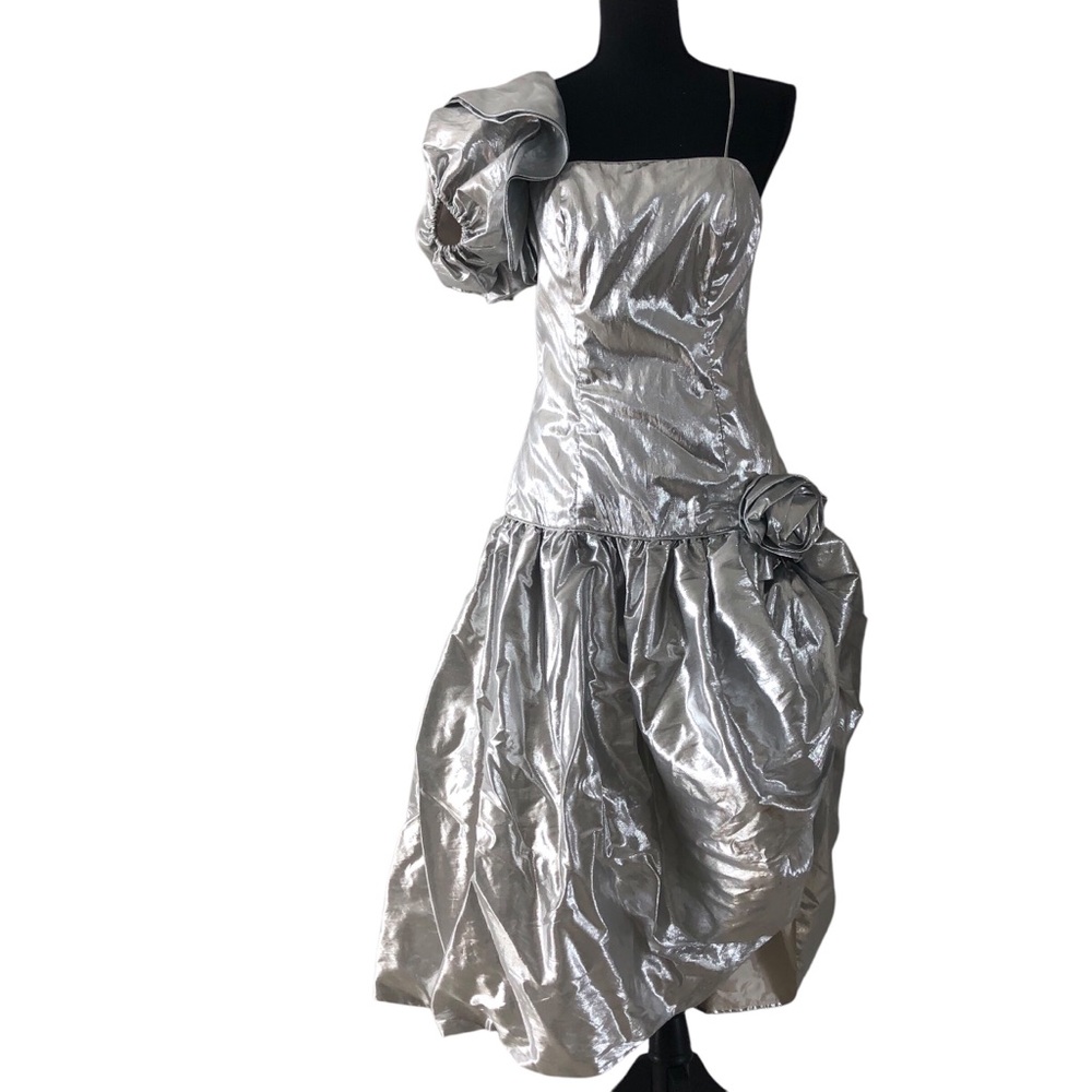 Women’s Vintage Algo Boutique Metallic Silver Prom Formal Dress size 11